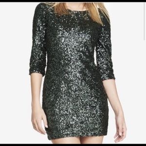 Express Green Mini Sequin Dress
